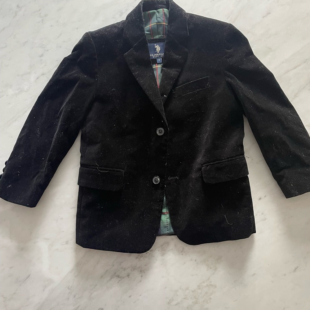Boys U.S. Polo Assn. Green and Black Plaid Jacket